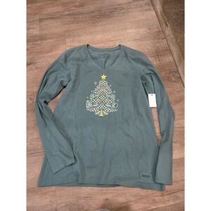 Life Is Good Christmas Tree V Neck Size M‎ Nwt